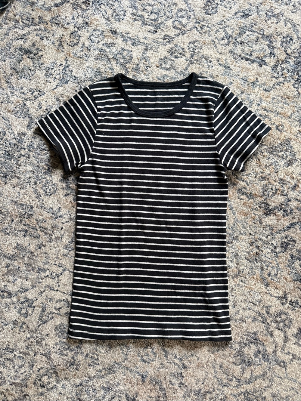 Brandy Melville Black & White Striped Crewneck Tee